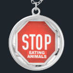 Stopp Essen Tiere Vegetarier Vegan Versilberte Kette<br><div class="desc">Hör auf Tiere zu essen Perfect for the animal lieving Vegan oder vegetarisch in deinem Leben.</div>