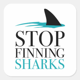 STOPP FINNING SHARKS QUADRATISCHER AUFKLEBER