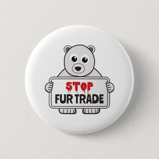 Stopp Fur Trade Sad Polar Bär Button (Vorderseite)