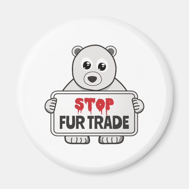 Stopp Fur Trade Sad Polar Bär Magnet (Vorne)
