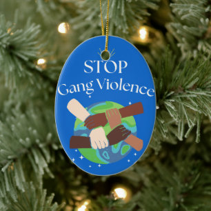 Stopp Gang Gewalt Hands verstrickt Keramik Ornament