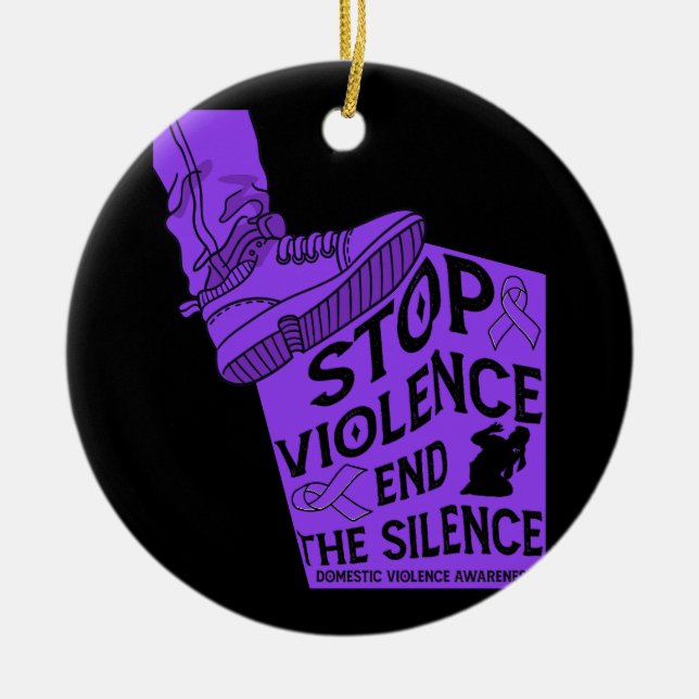 Stopp Gewalt gegen Schweigen Domestic Gewalt AW Keramik Ornament (Vorne)