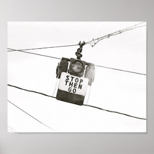 Stopp Go Stoplight Street Light B&B Poster