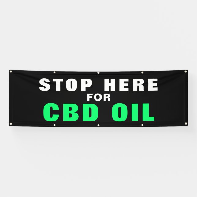 Stopp hier für CBD Öl kühne schwarze grüne Unterne Banner (Horizontal)