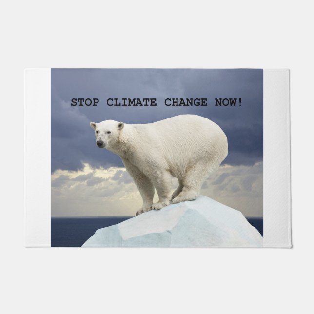STOPP KLIMAWANDEL JETZT! Polar Bear Fußmatte (Vorderseite)