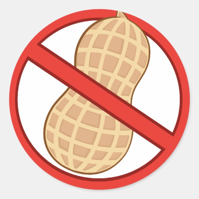 STOPP PEANUTS ALLERGISCHER CARTOON WARNSIGN GRAPHI RUNDER AUFKLEBER (Vorderseite)