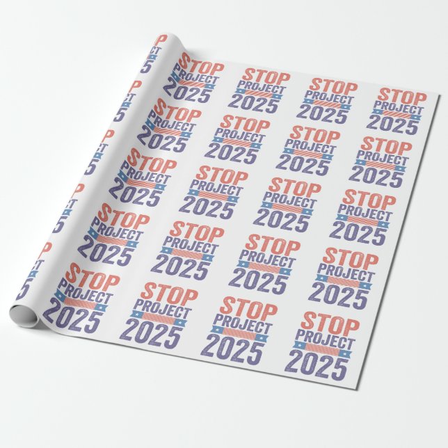 Stopp Project 2025 Trump American Patroitic Geschenkpapier (Ungerollt)