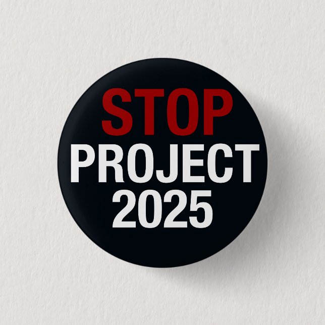 STOPP-Projekt 2025 Rette DEMOKRATIE, DEMOKRATIE AB Button (Vorderseite)