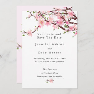 Stopp Quarantäne Vaccinate Cherry Blossom Wedding Save The Date