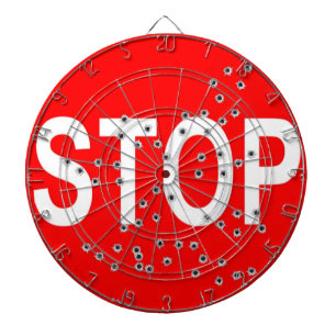 Stopp-Schild mit durchbrochenem Klappbrett Dartscheibe