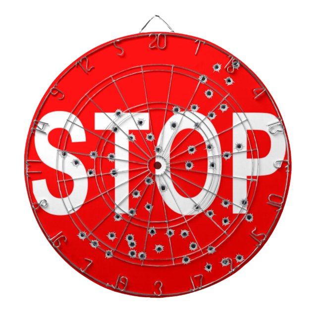 Stopp-Schild mit durchbrochenem Klappbrett Dartscheibe (vorne)