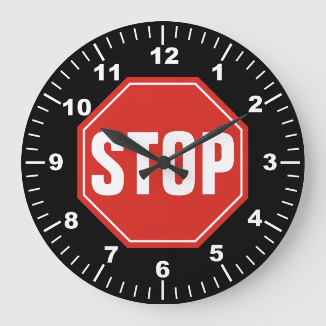 STOPP-Signatur Große Wanduhr (Vorderseite)