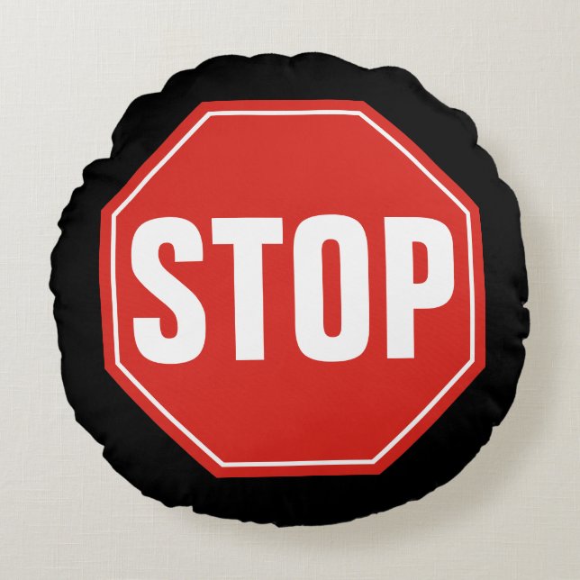 STOPP-Signatur Rundes Kissen (Vorderseite)
