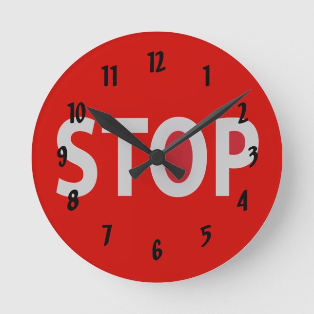 STOPP-Signatur-Wandleuchte Runde Wanduhr (Vorderseite)