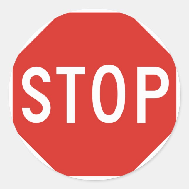 Stopp Street Road Signing Symbol Vorsicht Verkehr Runder Aufkleber (Vorderseite)