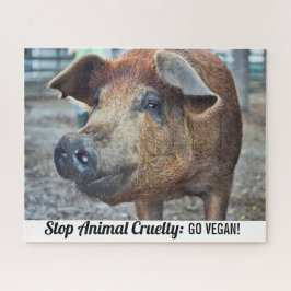 Stopp Tierquälerei wird mit braunem Schwein vegan