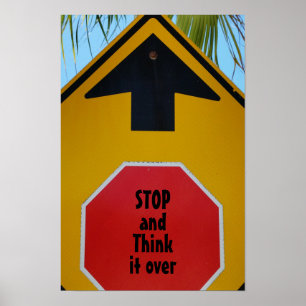 STOPP-Zeichen und -Pfeil-Fotoplakat Poster