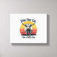 Stoppen Sie das Auto I sehen Fluffy Cow Retro High