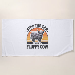 Stoppen Sie das Auto I sehen Fluffy Kuh Retro High Strandtuch