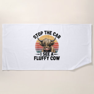 Stoppen Sie das Auto Ich sehe Fluffy Funny Kuh Ret Strandtuch