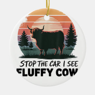 Stoppen Sie den Auto sehen fließende Kuh Hochland Keramik Ornament