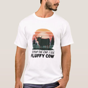 Stoppen Sie den Auto sehen fließende Kuh Hochland T-Shirt