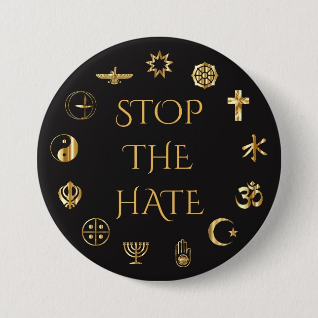 "Stoppen Sie den Hass" mit Symbolen der Button (Vorderseite)