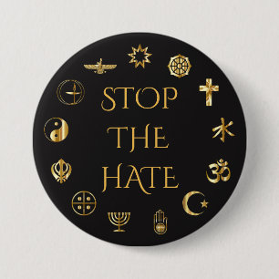 "Stoppen Sie den Hass" mit Symbolen der Button