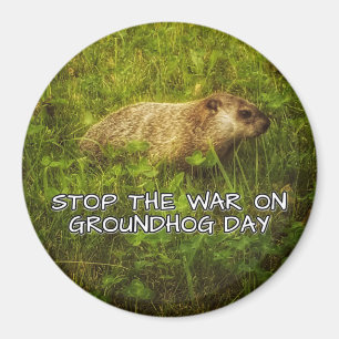 Stoppen Sie den Krieg auf groundhog Tagesmagneten Magnet