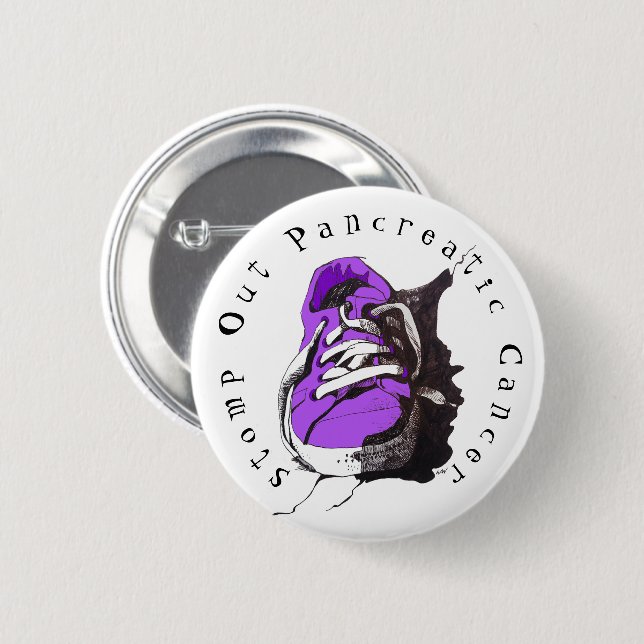 Stoppen Sie den Lila Knopf für Pankreaskrebs Button (Vorne & Hinten)