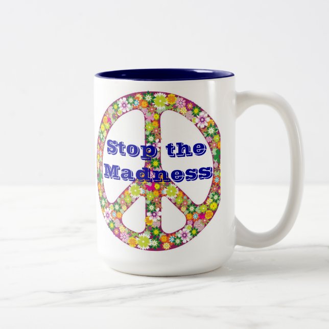 Stoppen Sie die Verrücktheit Zweifarbige Tasse (Rechts)