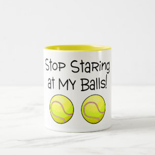 Stoppen Sie, entlang meiner Bälle (Tennisbälle) Zweifarbige Tasse