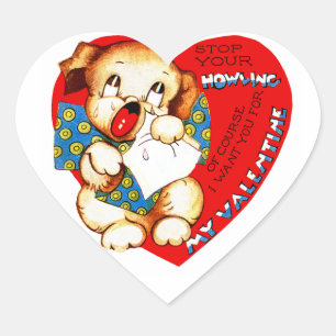 Stoppen Sie Ihr Howling Valentine Herz-Aufkleber