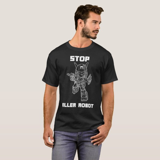 Stoppen Sie Mörder-Roboter T-Shirt (Vorne ganz)