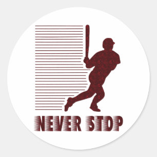 Stoppen Sie nie: Baseball Runder Aufkleber