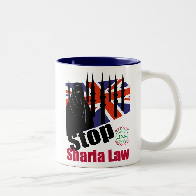 STOPPEN SIE SHARIA GROSSBRITANNIEN ZWEIFARBIGE TASSE (Rechts)