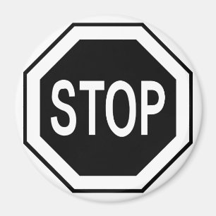 Stoppen Sie Symbol-Zeichen - Schwarzes auf Weiß Magnet