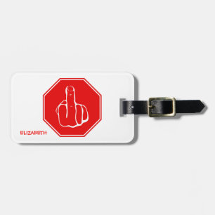 Stoppen Sie Vorsicht-Mittelfinger-lustiges Gepäckanhänger