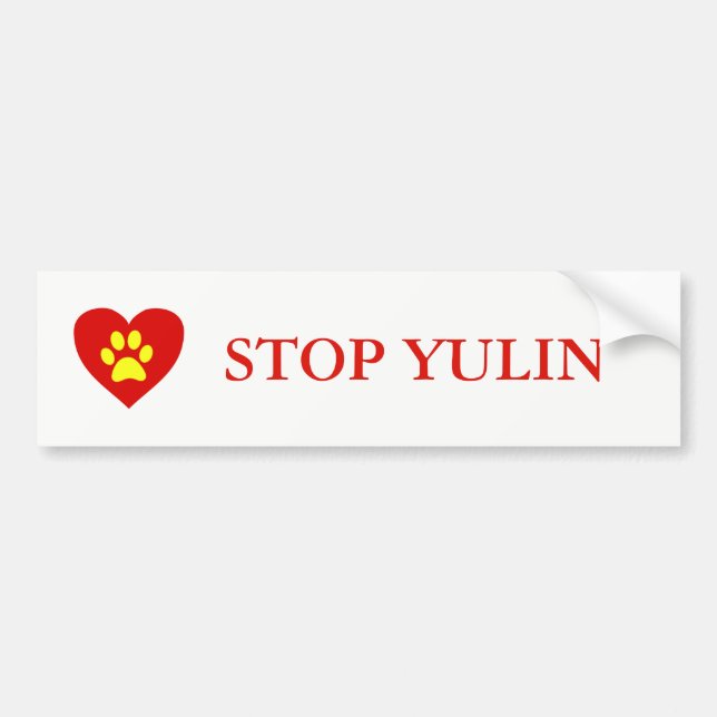 "STOPPEN Sie YULIN" Tierbewusstseins-Autoaufkleber Autoaufkleber (Vorne)