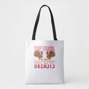 stoppen starren auf meine Brüste Truthahnhühnchen Tasche