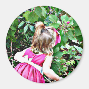 Stoppen und Riechen der Rose Foto Magnet