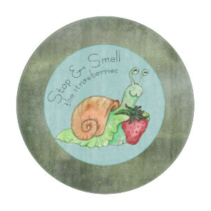 Stoppen und riechen Sie die Erdbeeren-Schnecke Schneidebrett
