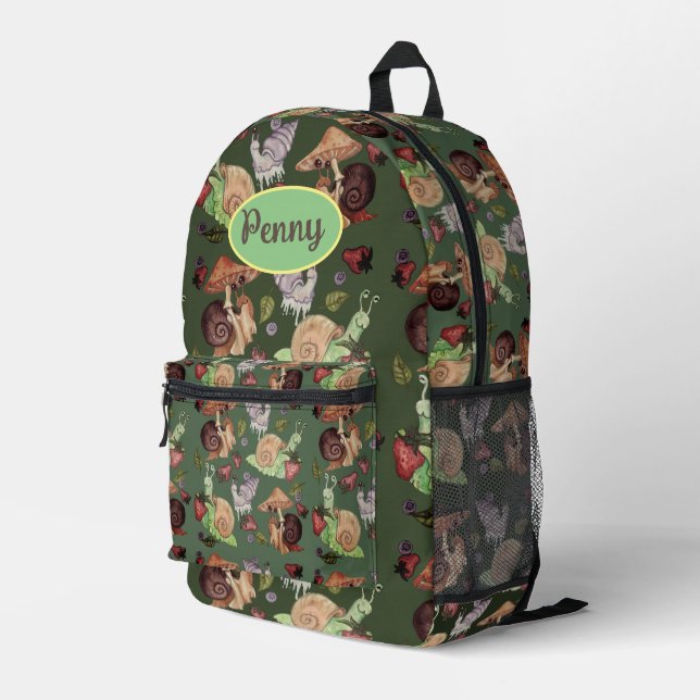 Stoppen und riechen Sie die Erdbeeren Schneckenmus Bedruckter Rucksack (Rückseitige Ecke Rechts)
