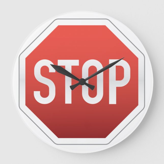 Stoppschild Große Wanduhr (Vorderseite)