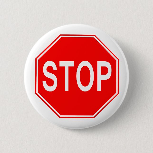 Stoppschild - Knopf Button (Vorderseite)