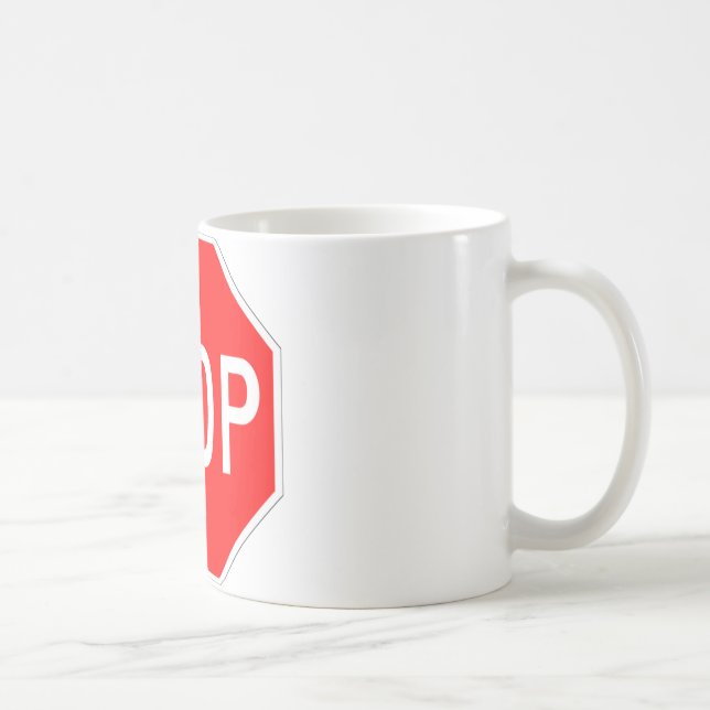 Stoppschild kundengerecht kaffeetasse (Rechts)