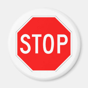 Stoppschild - Landstraßen-Hexagon Magnet