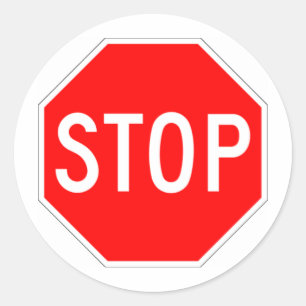 Stoppschild - Landstraßen-Hexagon Runder Aufkleber