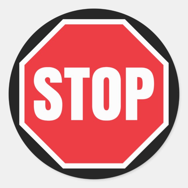 Stoppschild Runder Aufkleber (Vorderseite)