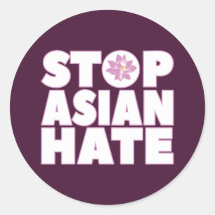 Stoppt Asiatisches Hass mit Lotus Blume T - Shirt Runder Aufkleber